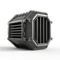 Futuristic Octagonal Metallic Device with Grilles and Bolts on White Background sci-fi technology Royalty Free Stock Photo