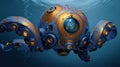 Futuristic Octopus Drone Explores Ocean Floor With Advanced Scanning Technology in a Clean and Vibrant Underwater Royalty Free Stock Photo