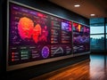 Futuristic office with electronic bulletin boards