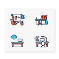 Futuristic office innovations color icons set