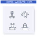 Futuristic office innovations line icons set