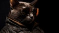 Futuristic Optics: Cat With Leather Jacket And Sunglasses