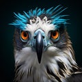 Futuristic Optics: Vibrantly Surreal Osprey Close-up In Electric Colors