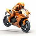 Futuristic Orange Motorcycle: Dynamic Pose 3d Image Royalty Free Stock Photo