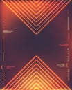 Futuristic orange neon chevrons background with digital hud interface elements for gaming and sci fi technology posters Royalty Free Stock Photo