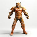 Futuristic Orange Tiger Superhero 3d Rendering