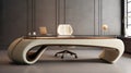 Futuristic Organic Sculpted Office Desk With Soft Armrests