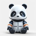 Futuristic Panda Bear In Space Suit Sitting - 3d Cell Shaded Model