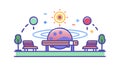 Futuristic Park with Planetary Theme, Public Green Space, vector design Generative AI Royalty Free Stock Photo