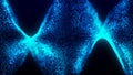 Futuristic particle wave. Abstract technology background. Big data visualization. 3D rendering. Royalty Free Stock Photo