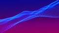 Futuristic particle wave. Abstract technology background. Big data visualization. Vector illustration Royalty Free Stock Photo