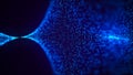 Futuristic particle wave. Abstract technology background. Rotating swirling particle shapes. Dark background. Big data Royalty Free Stock Photo