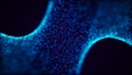 Futuristic particle wave. Abstract technology background. Rotating swirling particle shapes. Dark background. Big data Royalty Free Stock Photo
