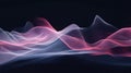 Futuristic Particle Wave Landscape: Abstract Data Visualization Background with Glowing Pink and Blue Grid Mesh Royalty Free Stock Photo