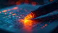 Futuristic Pen Writing Glowing Digital Data Royalty Free Stock Photo