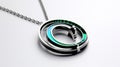 Futuristic Pendant With Green And Blue Circling Design