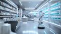 Futuristic Pharmacy with Robotic Dispensing System and Modern Design Royalty Free Stock Photo