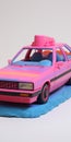 Anime Aesthetic Pink Delorean Model: Sculpture With Risograph And Glitch Art