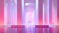 Futuristic pink and purple colonnade with reflections Royalty Free Stock Photo