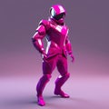 Futuristic Pink Suit 3d Model - Dynamic Pose, Steel Theme