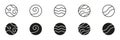 Futuristic Planet Surface Patterns and Abstract Waves Line and Solid Icon Set. Cosmic Sphere With Swirls Modern Royalty Free Stock Photo