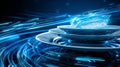 Futuristic Plates with Blue Light Trails Royalty Free Stock Photo