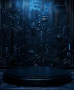 The futuristic platform stands out with its circuit backdrop and prominent tech display