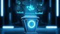 Futuristic Podium with Interactive Holographic Data Screen image photo Royalty Free Stock Photo