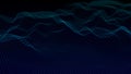 Futuristic point wave of particles. Visualization of sound waves. Dark background. Technology or science banner