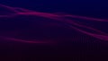 Futuristic point wave of particles. Visualization of sound waves. Dark background. Technology or science banner
