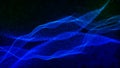 Futuristic point wave of particles. Visualization of sound waves. Dark background. Technology or science banner