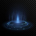 Futuristic portal hologram with HUD interface elements on transparent background. Stylish light effect. Glowing circles with Royalty Free Stock Photo