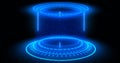 Futuristic portals, Magic Hologram display technology spotlight user interface HUD circle in color.