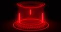 Futuristic portals, Magic Hologram display technology spotlight user interface HUD circle in color.