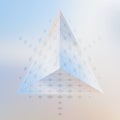 Futuristic poster with elements of high-tech and nanostructures. Isometric pyramid with the reflection of the environment and low