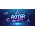 Potere Word 3D Neon Lights Retro Synthwave Style, Geometric Shapes, Futuristic Design, cyber monday, cyber monday shopin Royalty Free Stock Photo