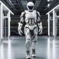 Futuristic precision-engineered white humanoid robot