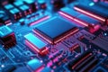 Futuristic Printed Circuit Board with Interconnected Chips and Advanced Electronic Components Design Royalty Free Stock Photo
