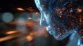 The futuristic profile of a digital human with glowing circuitry patterns. AI generated image Royalty Free Stock Photo