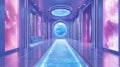 Futuristic Purple And Blue Hallway With Glowing Walls Royalty Free Stock Photo