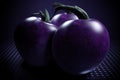 Futuristic purple eggplant on technology background, healthy lifestyle concept. Generative AI