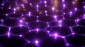 Futuristic Purple Hexagonal Network Background with Glowing Dots and Light Effects Royalty Free Stock Photo