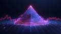 Futuristic Pyramid Graph with Glowing Edges and Dynamic Data Representation in 3D Visualization Royalty Free Stock Photo