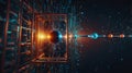 Futuristic Quantum Circuit with Glowing Particles and Advanced Computational Design