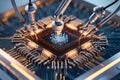 Futuristic Quantum Computer Assembly Royalty Free Stock Photo