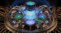 Futuristic Quantum Computer Core and Advanced Data Processing Technology Royalty Free Stock Photo