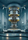 Futuristic quantum computer with intricate design and glowing elements