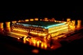 Futuristic quantum computer processing data with glowing circuits