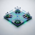 Futuristic Quantum Computing Circuit Board With Crystal Formations Royalty Free Stock Photo