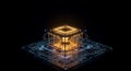 Futuristic Quantum Computing Processor with Glowing Digital Circuitry Royalty Free Stock Photo